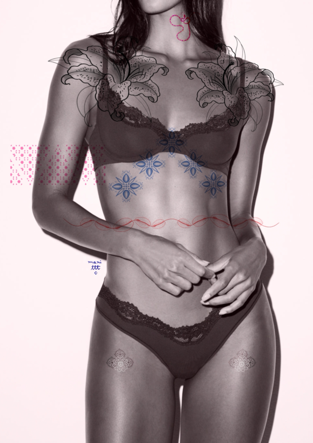 Adornment design for tattooing by Mani Tattoo.