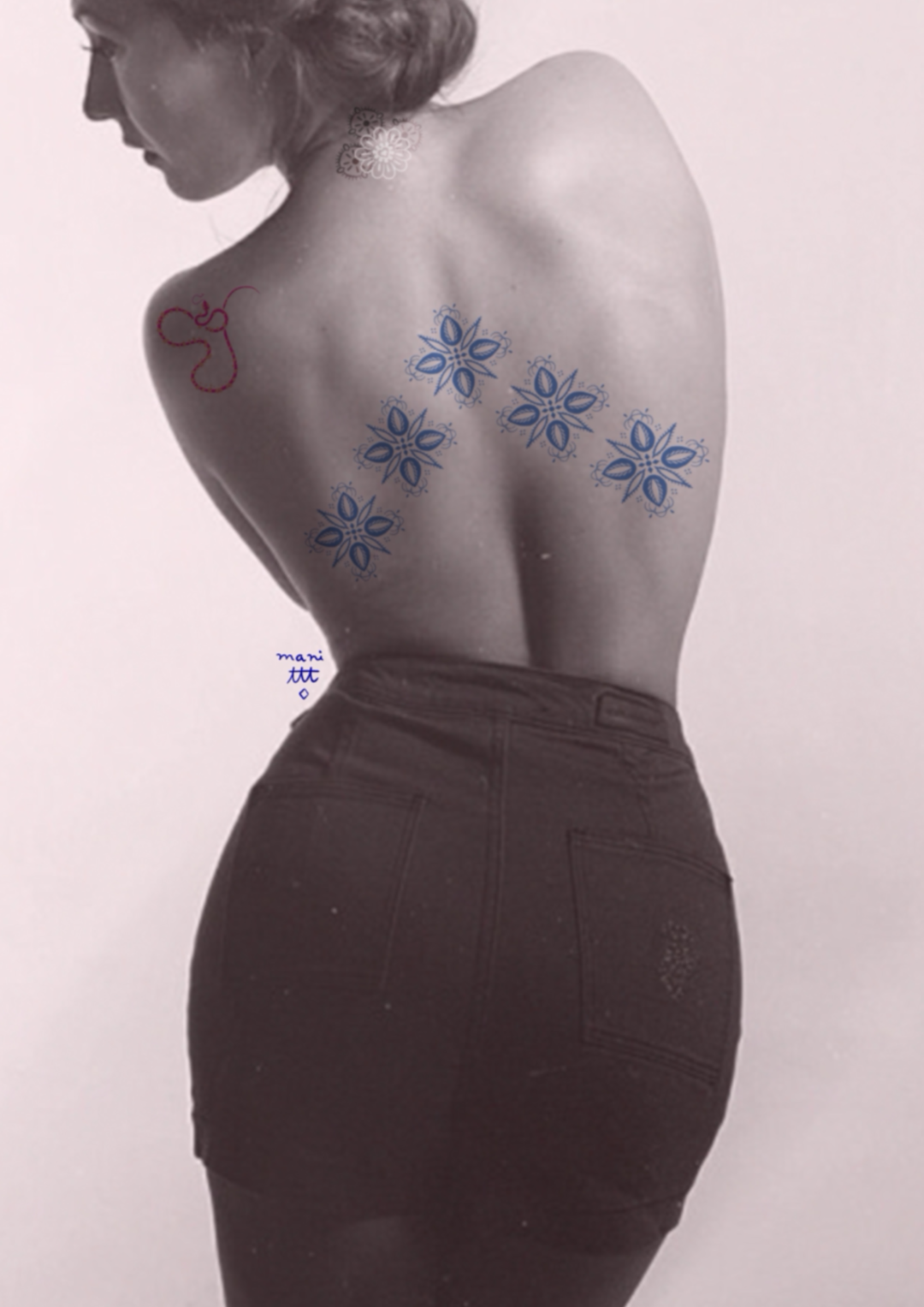 Adornment design for tattooing by Mani Tattoo.